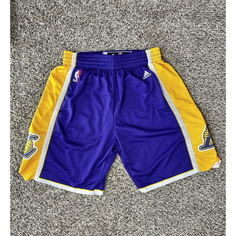 Los Angeles Lakers Shorts Men's Small Yellow Purple NBA Basketball Adidas Mesh